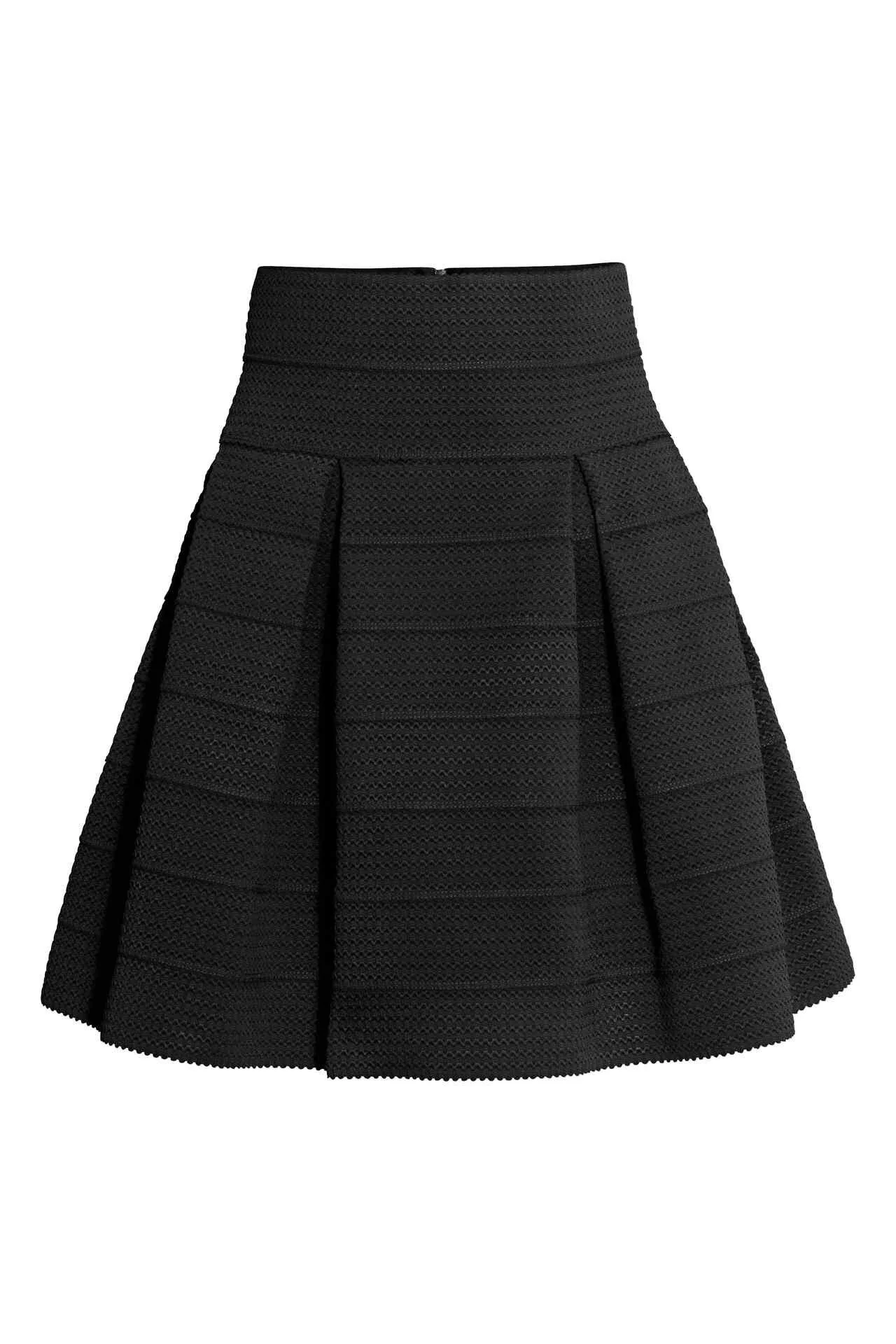H M Textured A Line Skirt in Black UFO No More